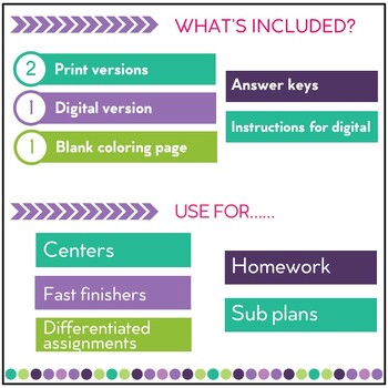 Addition With Regrouping Color by Number Print and Digital | TpT