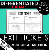 Multi-Digit Addition Exit Tickets - Differentiated Math As
