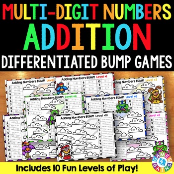 Preview of Multi Digit Addition Games with Regrouping: Add 2 Digit, 3 Digit Numbers & More