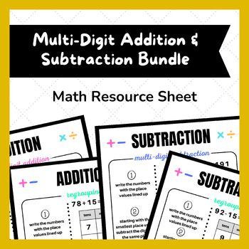 Preview of Multi-Digit Addition & Subtraction w/ Regrouping Bundle