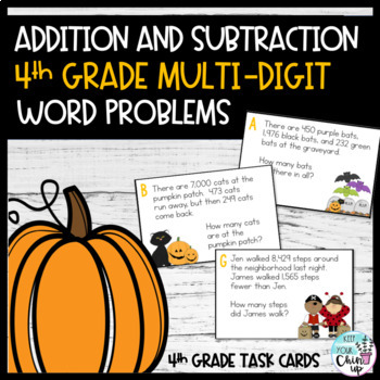 Preview of Multi-Digit Addition and Subtraction Halloween Word Problems