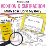Multi Digit Addition and Subtraction Math Task Card Myster