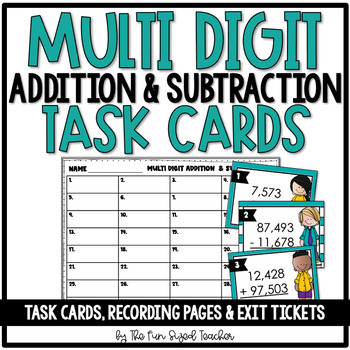Preview of Multi Digit Addition and Subtraction Task Cards