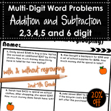 Multi Digit Addition and Subtraction Word Problems 2,3,4,5