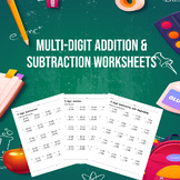 Multi Digit Addition and Subtraction Worksheets With / Wit