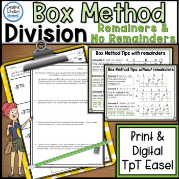 Preview of Multi-Digit Division Box Method Activities Print and Digital