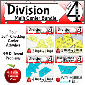 Preview of Division Math Center Activity Bundle with Interactive Notebook Pages