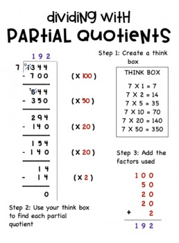 Preview of Multi-Digit Division - Partial Quotients Anchor Chart