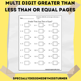 Multi Digit Greater Than Less Than or Equal to Worksheets 