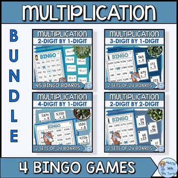 Preview of Multi-Digit Multiplication Bingo Game Bundle