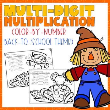 Preview of Multi-Digit Multiplication Color-By-Number | Fall Themed