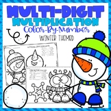 Multi-Digit Multiplication Color-By-Number Winter Themed