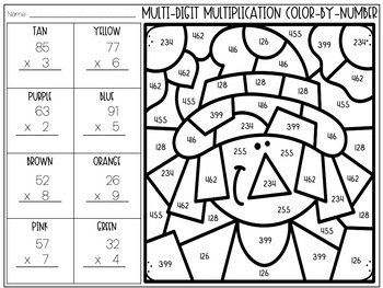 Multi-Digit Multiplication Color-By-Number l Fall Themed by CreatedbyMarloJ