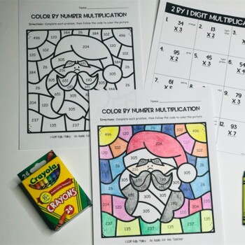 Multi Digit Multiplication Color by Number Christmas Math Differentiated