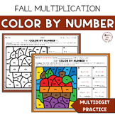 4th 5th Grade Multidigit Multiplication Color by Number Fall 2 digits & More