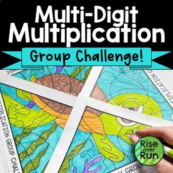 Preview of Multi-Digit Multiplication Worksheet Collaborative Coloring Activity