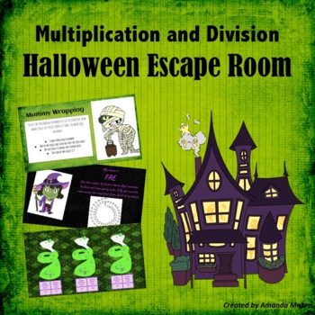 Preview of Multiplication & Division Math Halloween Fall Escape Room Grade 5
