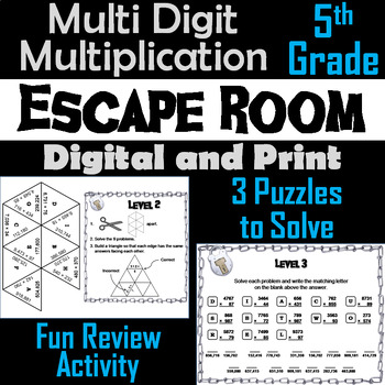 Preview of Multi-Digit Multiplication Activity: Escape Room Math Breakout Game