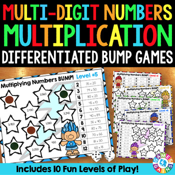 Preview of Multi-Digit Multiplication Worksheet Games 2 3 4 Digit by 1, 2, 3 Digit Practice
