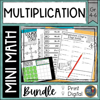 Preview of Multi-Digit Multiplication Math Activities Bundle Puzzles and Riddles