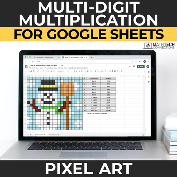 Preview of Multi-Digit Multiplication Digital Math Pixel Art Mystery Picture Google Sheets