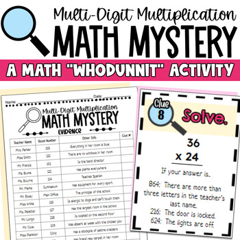 Preview of Multi-Digit Multiplication Math Mystery Activity - 2x2 Multiplication Practice
