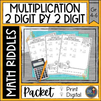 Preview of Multi-Digit Multiplication Math Riddles Worksheets - 2 digit x 2 digit - No Prep