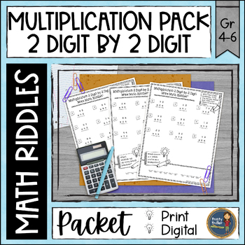 Preview of Multi-Digit Multiplication Math Riddles Worksheets Pack - 2 digit x 2 digit