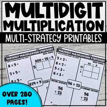 Preview of Multidigit Multiplication Strategies Printable | Area Model & Partial Products