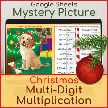 Preview of Multi-Digit Multiplication | Mystery Picture Christmas Puppy