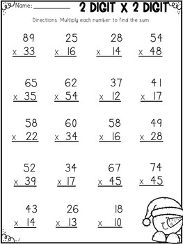 Multi Digit Multiplication No Prep Games & Worksheets Winter Themed