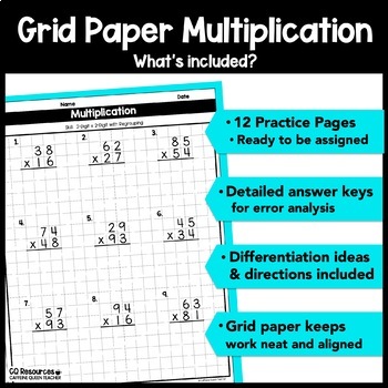 multi digit multiplication on graph paper with and without regrouping