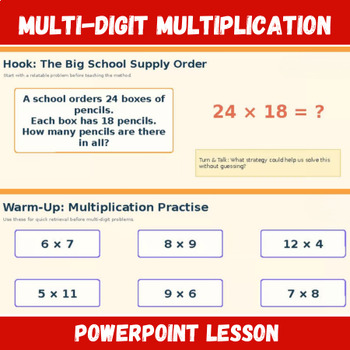 Preview of Multi-Digit Multiplication PowerPoint Lesson | Area Models & Standard Algorithm