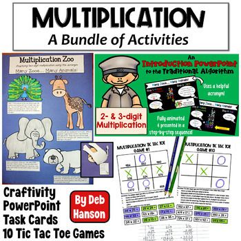 Preview of Multi-Digit Multiplication Practice Bundle: PowerPoint, Games, Craft Activity