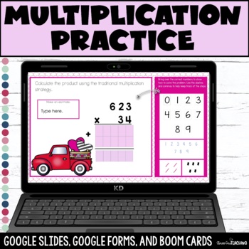 Preview of Multi-Digit Multiplication Practice - Digital - Valentine Theme