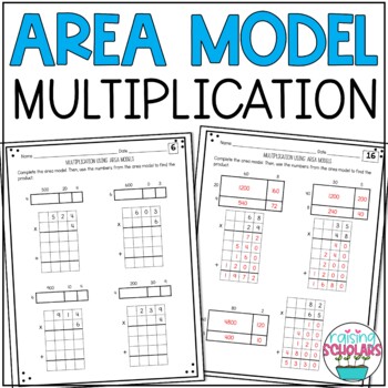 Preview of Multi-Digit Multiplication Practice with Area Models Fourth Grade