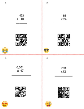 Multi Digit Multiplication Qr Emoji Task Cards By Ed Beringer Tpt
