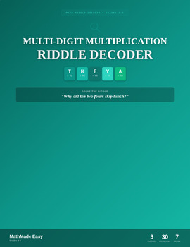 Preview of Multi-Digit Multiplication Riddle Decoder | Grades 3-5 | Self-Checking