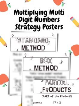 Preview of Multi-Digit Multiplication Strategies Posters (Color and Black and White)