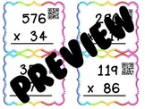 Multi Digit Multiplication Task Cards with QR Codes