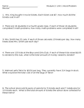 Preview of Multi-Digit Multiplication Word Problems w/ Decimals (Scaffolded Practice Pack)