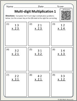 best multi digit multiplication worksheets by ricks resources tpt