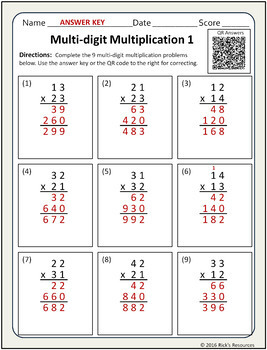 best multi digit multiplication worksheets by ricks resources tpt