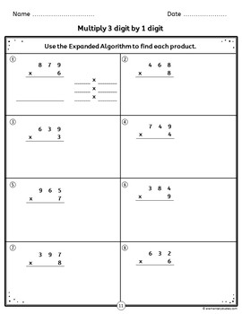 multi digit multiplication worksheets by elementarystudies tpt