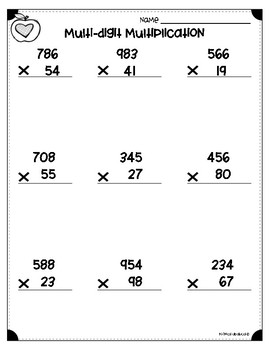 multi digit multiplication worksheets 4nbtb5 5nbtb5 by monica