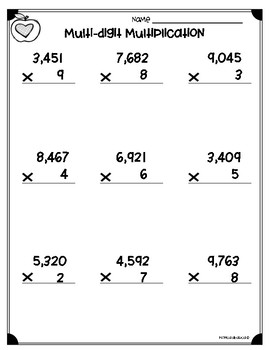 multi digit multiplication worksheets 4nbtb5 5nbtb5 by monica