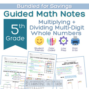 Preview of Multi-Digit Multiplication and Division Math Guided Notes Bundle
