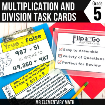 Preview of Multi-Digit Multiplication and Division Task Cards - 5th Grade Math Centers