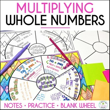 Preview of Multi-Digit Multiplication of Whole Numbers Doodle Math Wheel Guided Notes