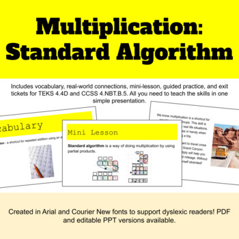 Preview of Multi-Digit Multiplication using Standard Algorithm (Editable PPT Version)